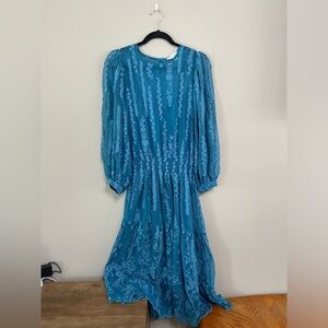 Sundance 100% Silk Floral Embroidered Lined Maxi Dress